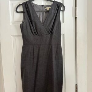 Banana Republic Dark Gray V-Neck Midi Sheath Dress